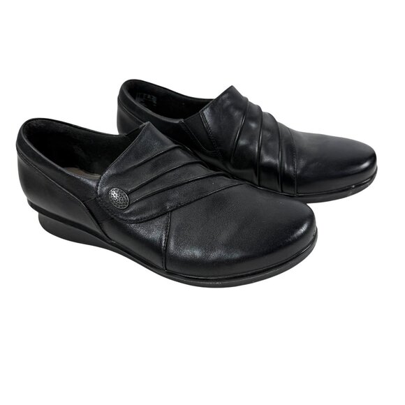 Clarks Collection Women's 8.5 M Hope Roxanne Slip On Comfort Loafer Black - Picture 1 of 12